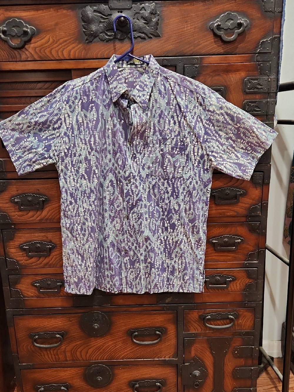 Purple Patterned Short-Sleeve Men's Shirt